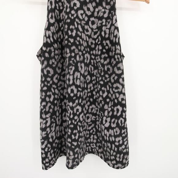 Joie Top Black Gray Leopard Print Pattern Sleeveless Round Neck Silk Size Small - Picture 3 of 9